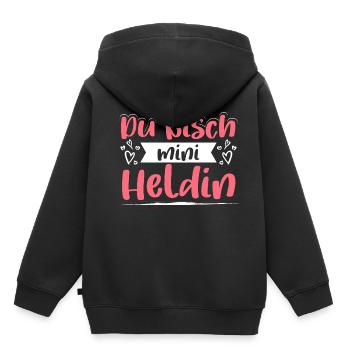 Du Bisch Heldin - Kinder Premium Organic Hoodie - Schwarz - Hinten - AI Model Kid Male (0cm)