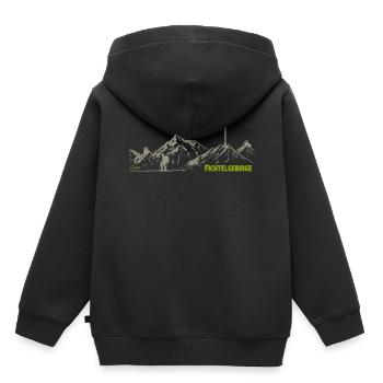 Zeichnung Fichtelgebirge mit Wanderer - Kinder Premium Organic Hoodie - Schwarz - Hinten - AI Model Kid Male (0cm)