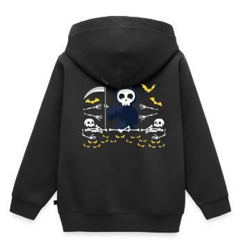 Grim Reaper Squelette Ficphilia. Poison - Sweat Premium à capuche enfant bio - noir - Dos - AI Model Kid Male (0cm)
