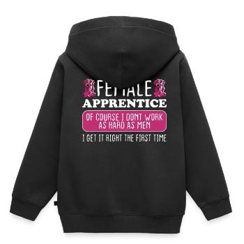 Female Apprentice Get It Right The First Time - Kids Premium Organic Hoodie - black - Back - AI Model Kid Male (0cm)