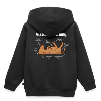 Anatomie d’un Vizsla - Sweat Premium à capuche enfant bio - noir - Dos - AI Model Kid Male (0cm)