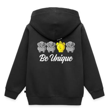 Einzigartig sein Außergewöhnliche Person. Gift - Kinder Premium Organic Hoodie - Schwarz - Hinten - AI Model Kid Male (0cm)