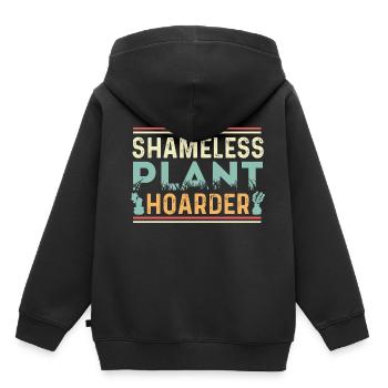 Shameless Plant Hoarder Greenskeeper Gift - Kids Premium Organic Hoodie - black - Back - AI Model Kid Male (0cm)