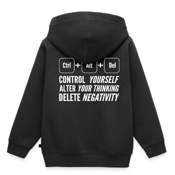Strg + Alt + del Ängstlich oder ängstlich. Geschen - Kinder Premium Organic Hoodie - Schwarz - Hinten - AI Model Kid Male (0cm)