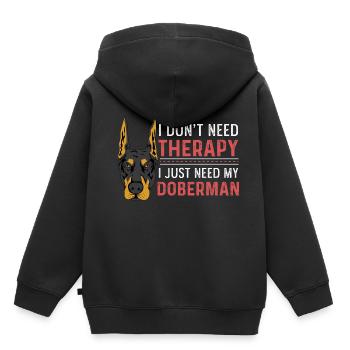 Besoin de mon doberman. Poison pour personne déprimée - Sweat Premium à capuche enfant bio - noir - Dos - AI Model Kid Male (0cm)