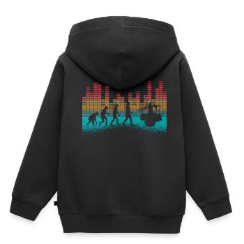 Evolution de l’homme Drums Band Retro Vintage Drummer - Sweat Premium à capuche enfant bio - noir - Dos - AI Model Kid Male (0cm)