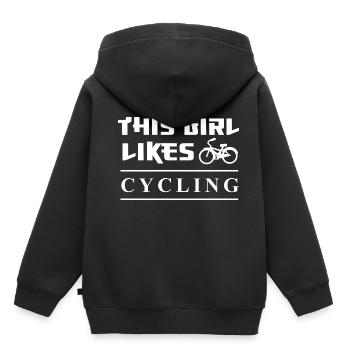 Une fille aime le vélo, la mobilité durable et le - Sweat Premium à capuche enfant bio - noir - Dos - AI Model Kid Male (0cm)