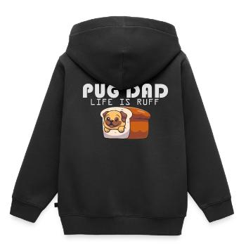 Pug Father La vie est rude Drôle De Carlin Père H - Sweat Premium à capuche enfant bio - noir - Dos - AI Model Kid Male (0cm)
