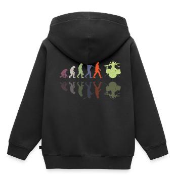 Evolution de l’homme Drums Band Retro Vintage Drummer - Sweat Premium à capuche enfant bio - noir - Dos - AI Model Kid Male (0cm)