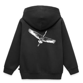 Reiher Vogel im Flug - Kinder Premium Organic Hoodie - Schwarz - Hinten - AI Model Kid Male (0cm)