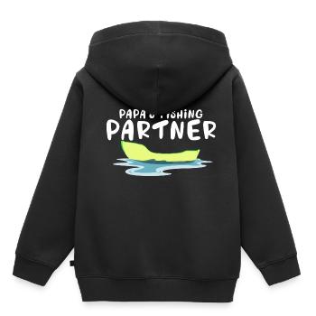 Papa's Fishing Partner Dads Retirement Plan Lake L - Kinder Premium Organic Hoodie - Schwarz - Hinten - AI Model Kid Male (0cm)