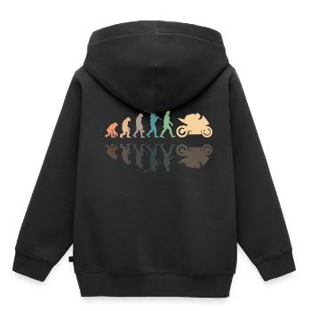 Motorcycle Evolution Vintage Shadow Biker - Kinder Premium Organic Hoodie - Schwarz - Hinten - AI Model Kid Male (0cm)