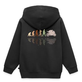 Motorcycle Evolution Vintage Shadow Biker - Kinder Premium Organic Hoodie - Schwarz - Hinten - AI Model Kid Male (0cm)
