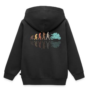 Motorcycle Evolution Vintage Shadow Biker - Kinder Premium Organic Hoodie - Schwarz - Hinten - AI Model Kid Male (0cm)