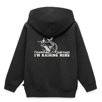 Fishing Partner I'm Raising Mine Dads Retirement P - Kinder Premium Organic Hoodie - Schwarz - Hinten - AI Model Kid Male (0cm)