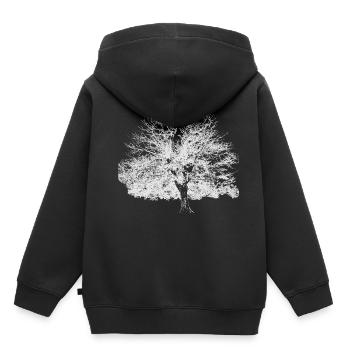 Winterbaum weiss - Kinder Premium Organic Hoodie - Schwarz - Hinten - AI Model Kid Male (0cm)