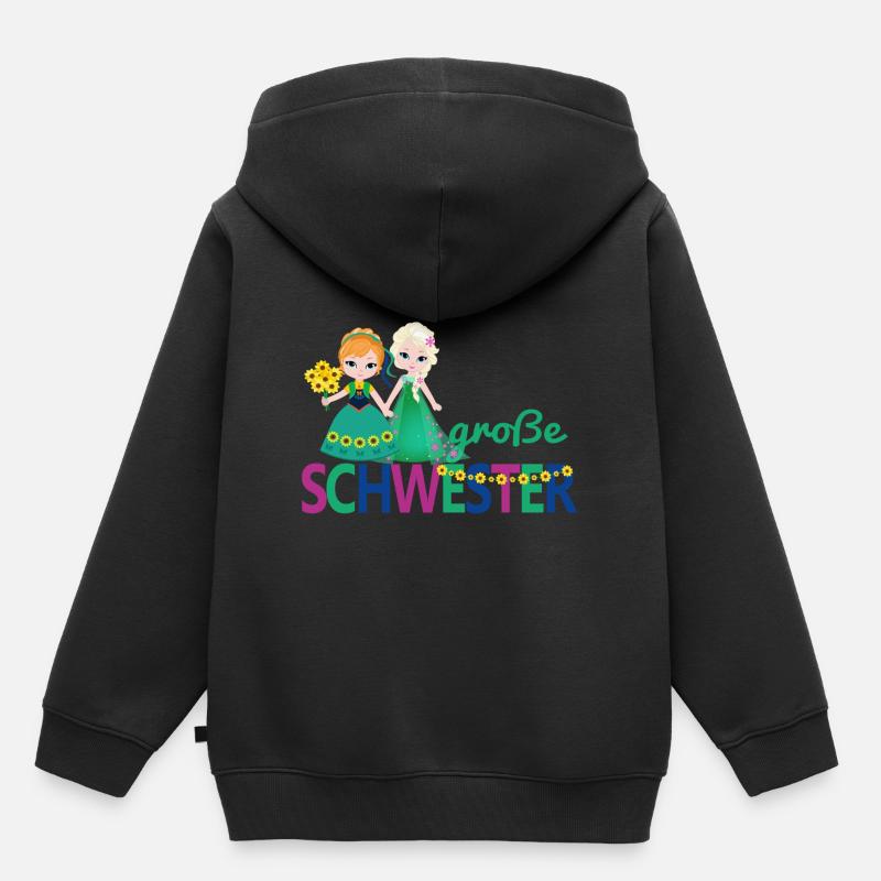 große Schwester Mädchen Blumenstrauß - Kinder Premium Organic Hoodie - Schwarz
