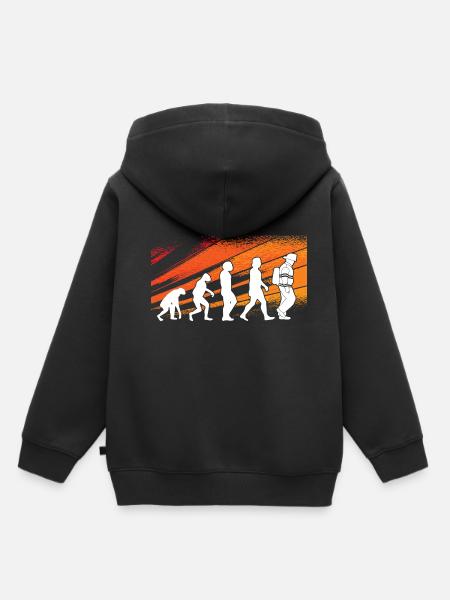 Evolution Feuerwehr Retro Feuerwehrmann Beruf - Kinder Premium Organic Hoodie - Schwarz