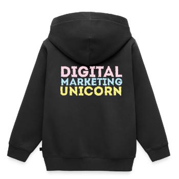 Unicorn Digital Marketing Cadeau LGBTQ - Sweat Premium à capuche enfant bio - noir - Dos - AI Model Kid Male (0cm)
