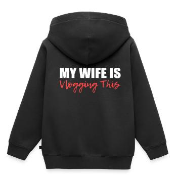 Ma femme Vlagging. Soutenir le mari Gesch - Sweat Premium à capuche enfant bio - noir - Dos - AI Model Kid Male (0cm)