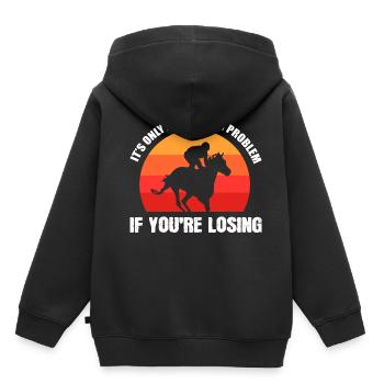 Gokprobleem Jockey's gif - Kinder Premium hoodie biologisch - zwart - Achter - AI Model Kid Male (0cm)