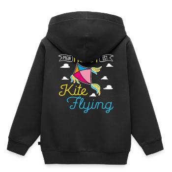 Drachen steigen Kite Flying mit Papa - Kinder Premium Organic Hoodie - Schwarz - Hinten - AI Model Kid Male (0cm)