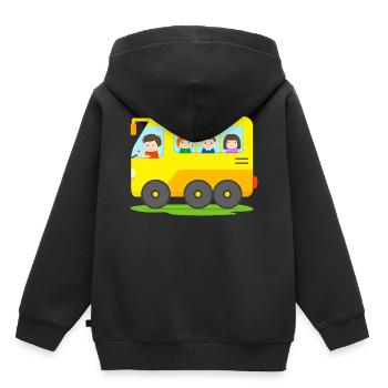 Gelber Bus Schulbus Kinder - Kinder Premium Organic Hoodie - Schwarz - Hinten - AI Model Kid Male (0cm)