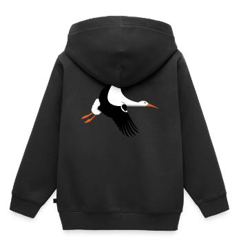Storch im Flug - Kinder Premium Organic Hoodie - Schwarz - Hinten - AI Model Kid Male (0cm)