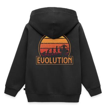 Evolution de l’homme Drums Band Retro Vintage Drummer - Sweat Premium à capuche enfant bio - noir - Dos - AI Model Kid Male (0cm)