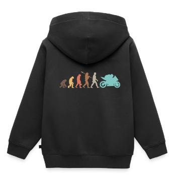 Motorcycle Evolution Vintage Shadow Biker - Kinder Premium Organic Hoodie - Schwarz - Hinten - AI Model Kid Male (0cm)