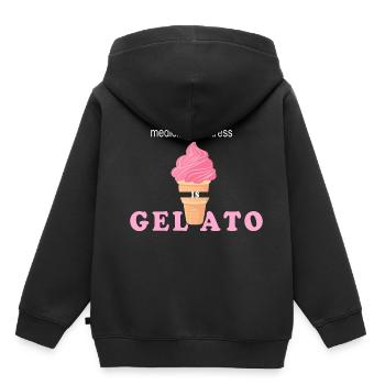 Die beste Medizin gegen Stress ist Gelato cremig m - Kinder Premium Organic Hoodie - Schwarz - Hinten - AI Model Kid Male (0cm)