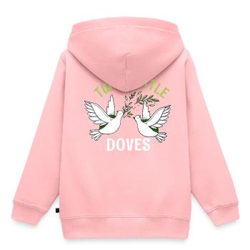 Deux tourterelles de Noël oiseaux mignons super - Sweat Premium à capuche enfant bio - rose - Dos - AI Model Kid Female (0cm)