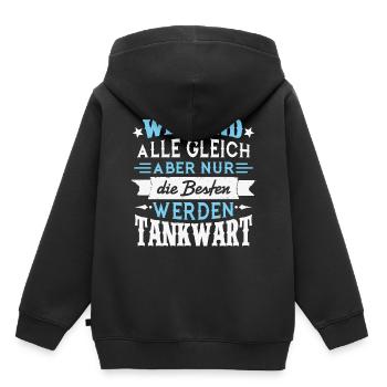 Aber nur die Besten werden TANKWART Tankstelle - Kinder Premium Organic Hoodie - Schwarz - Hinten - AI Model Kid Male (0cm)