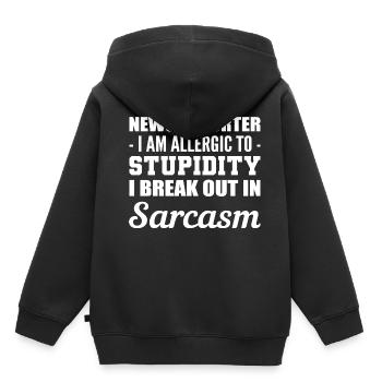 Allergique à la stupidité. Personne sarcastique Ges - Sweat Premium à capuche enfant bio - noir - Dos - AI Model Kid Male (0cm)