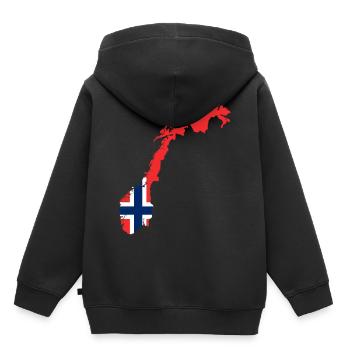 Norvège - Sweat Premium à capuche enfant bio - noir - Dos - AI Model Kid Male (0cm)