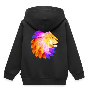 Tête de Lion Lion Tête de Lion Afrique Lion Jungle - Sweat Premium à capuche enfant bio - noir - Dos - AI Model Kid Male (0cm)