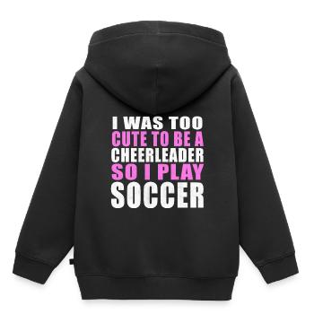 Fußball Maedchen Spruch Sprueche Frauenfußball - Kinder Premium Organic Hoodie - Schwarz - Hinten - AI Model Kid Male (0cm)