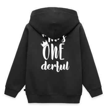 erster Geburtstag Maedchen Geburtstagsgeschenk - Kinder Premium Organic Hoodie - Schwarz - Hinten - AI Model Kid Male (0cm)