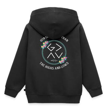 Gott ist größer als die Höhen und Tiefen - Kinder Premium Organic Hoodie - Schwarz - Hinten - AI Model Kid Male (0cm)