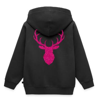 Hirschkopf Rosa - Kinder Premium Organic Hoodie - Schwarz - Hinten - AI Model Kid Male (0cm)