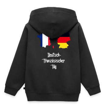 Jour franco-allemand - Sweat Premium à capuche enfant bio - noir - Dos - AI Model Kid Male (0cm)