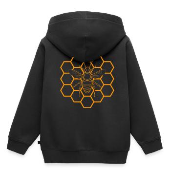 Abeille insecte nid d'abeille cadeau miel apiculteur animal nature - Sweat Premium à capuche enfant bio - noir - Dos - AI Model Kid Male (0cm)