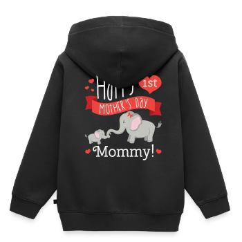 Mutter Tag Sprüche Elefant Anerkennung Geschenk - Kinder Premium Organic Hoodie - Schwarz - Hinten - AI Model Kid Male (0cm)