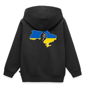 Drapeau de poing Ukraine fier cadeau maison Kiev - Sweat Premium à capuche enfant bio - noir - Dos - AI Model Kid Male (0cm)