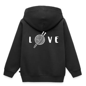 Aiguilles à tricoter cadeau de laine à la main - Sweat Premium à capuche enfant bio - noir - Dos - AI Model Kid Male (0cm)
