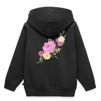 flowers - Kids Premium Organic Hoodie - black - Back - AI Model Kid Male (0cm)