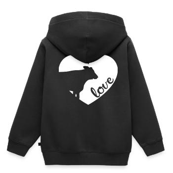 Vache vaches amour coeur cadeau fermier agriculture - Sweat Premium à capuche enfant bio - noir - Dos - AI Model Kid Male (0cm)