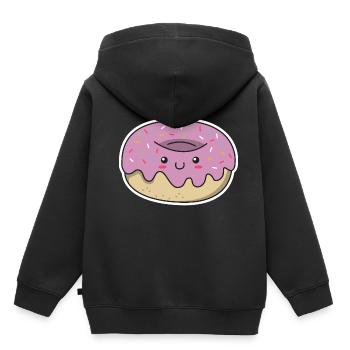 Donut Kawaii Geschenk Zuckerguss Gesicht niedlich - Kinder Premium Organic Hoodie - Schwarz - Hinten - AI Model Kid Male (0cm)
