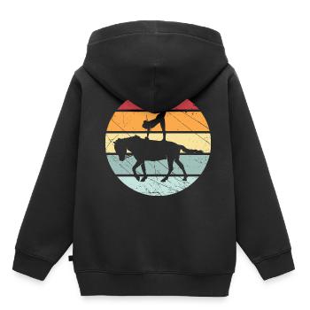 Voltigieren retro reiten Pferd Geschenk Volti - Kinder Premium Organic Hoodie - Schwarz - Hinten - AI Model Kid Male (0cm)