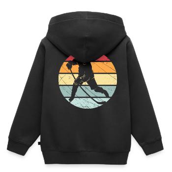 IJshockey retro speler cadeau sportteam ijs - Kinder Premium hoodie biologisch - zwart - Achter - AI Model Kid Male (0cm)